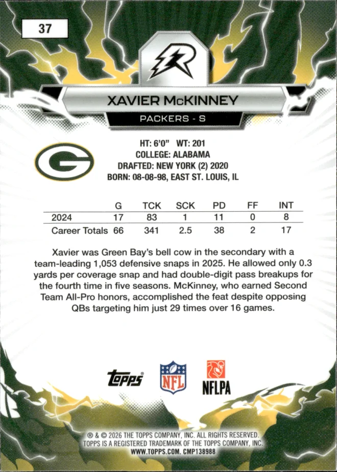 Xavier McKinney card back