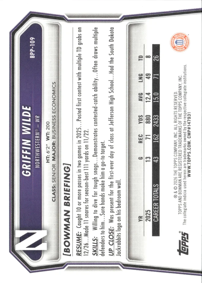 Griffin Wilde card back