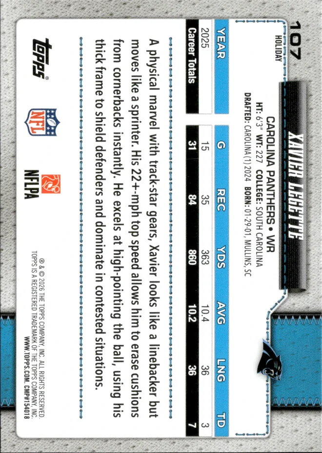 Xavier Legette card back
