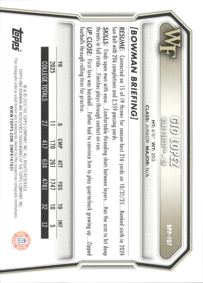 Gio Lopez card back