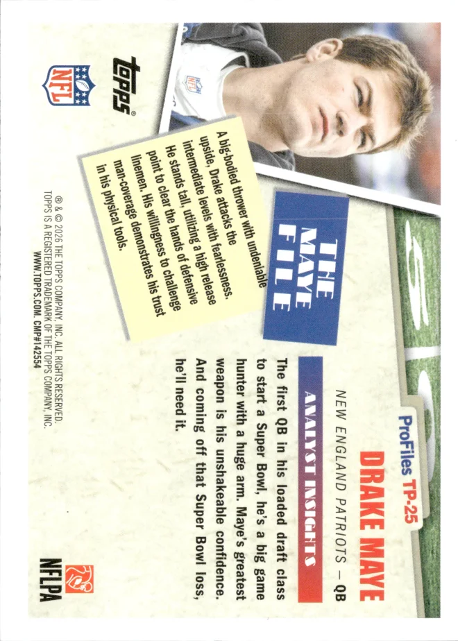 Drake Maye card back