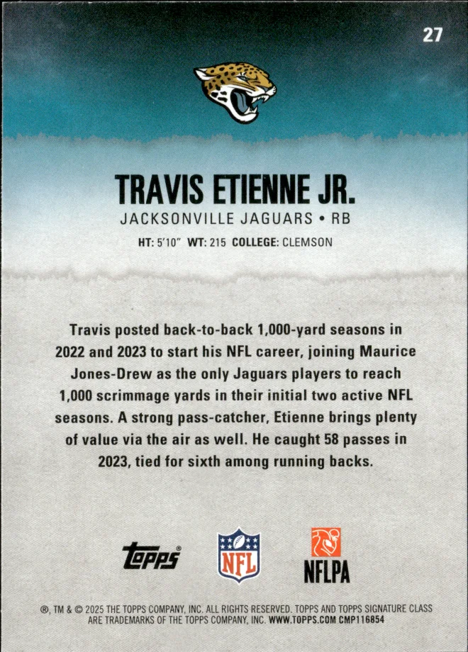 Travis Etienne Jr. card back