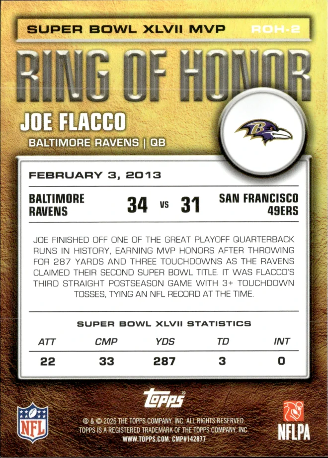 Joe Flacco card back