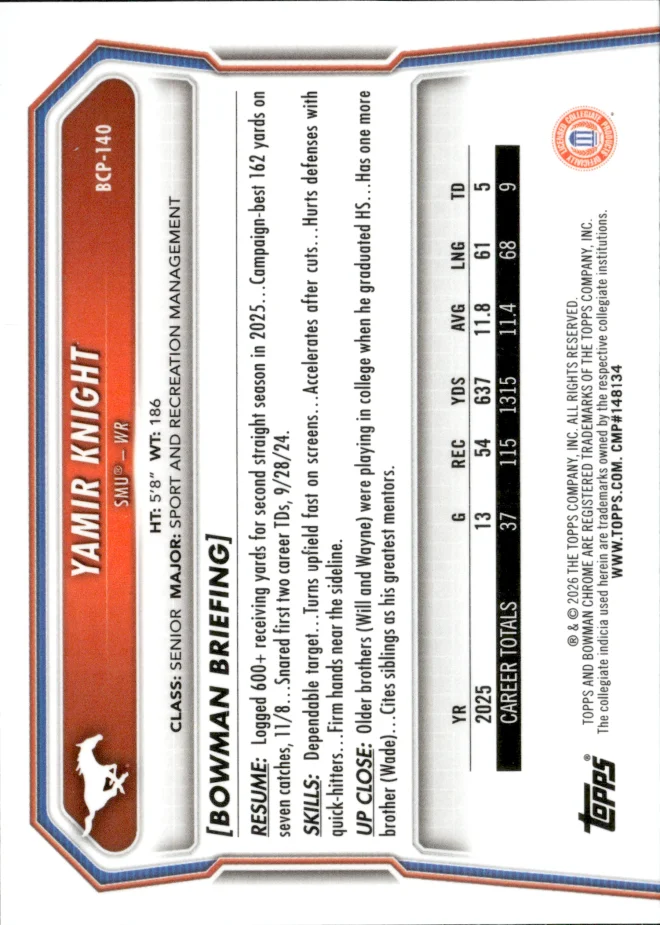 Yamir Knight card back