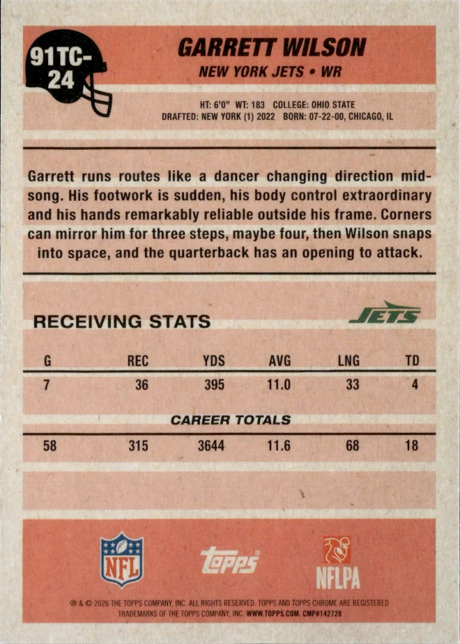 Garrett Wilson card back