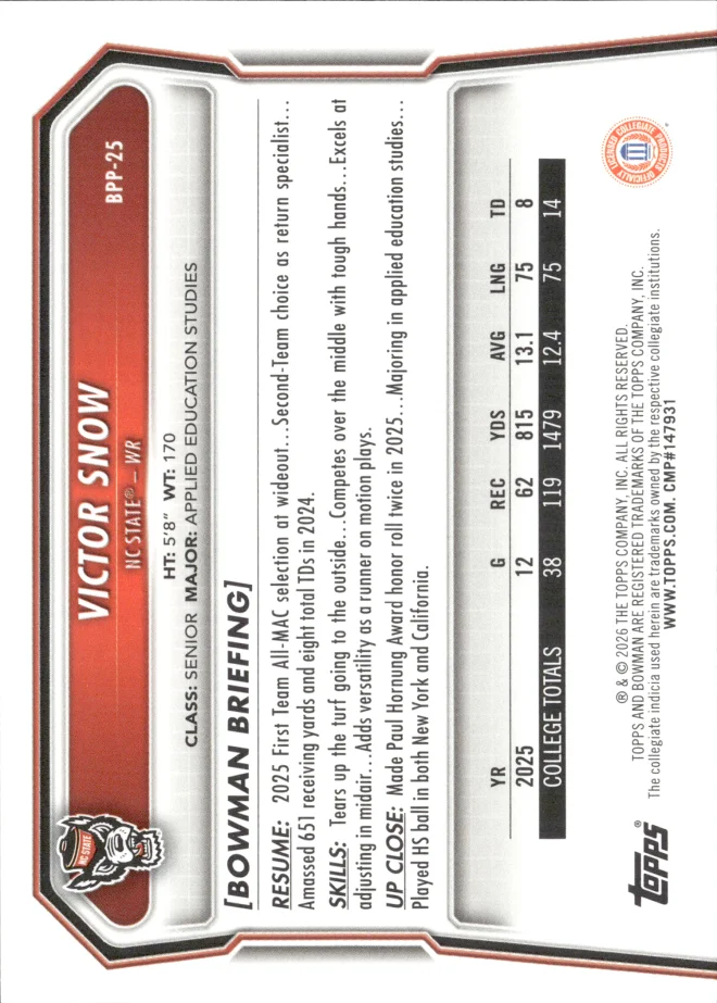 Victor Snow card back