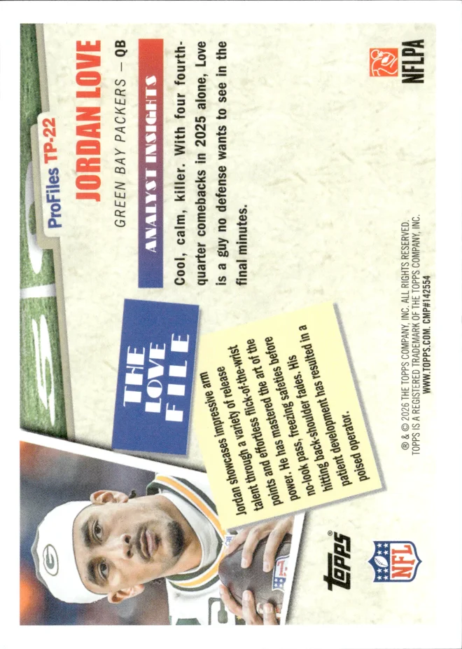 Jordan Love card back