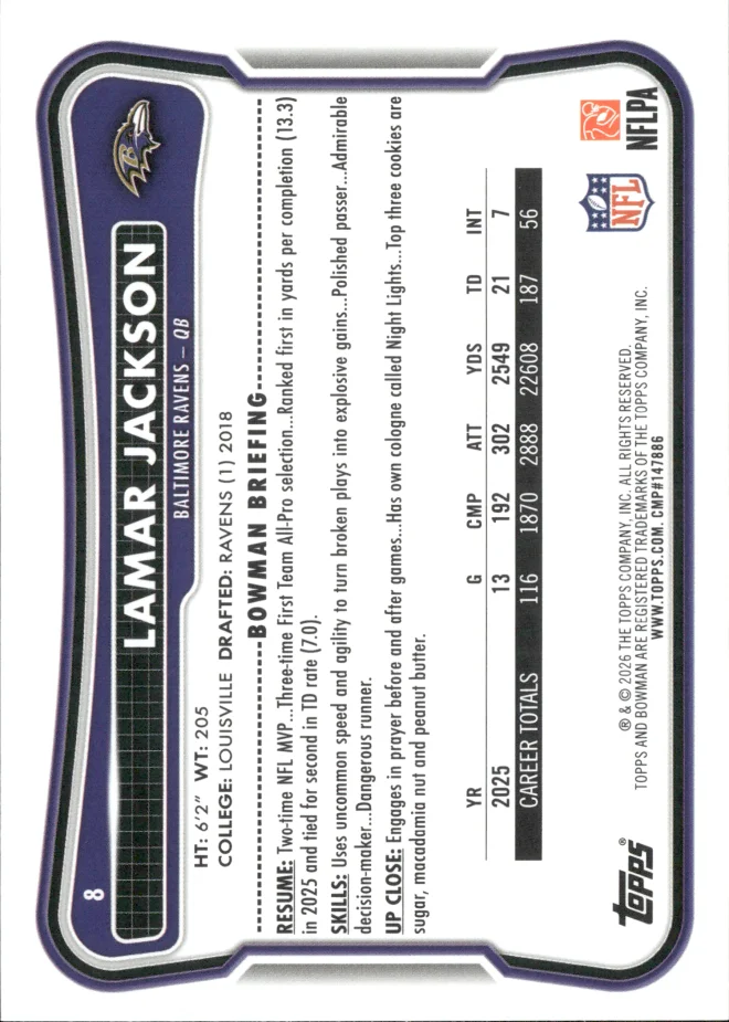Lamar Jackson card back