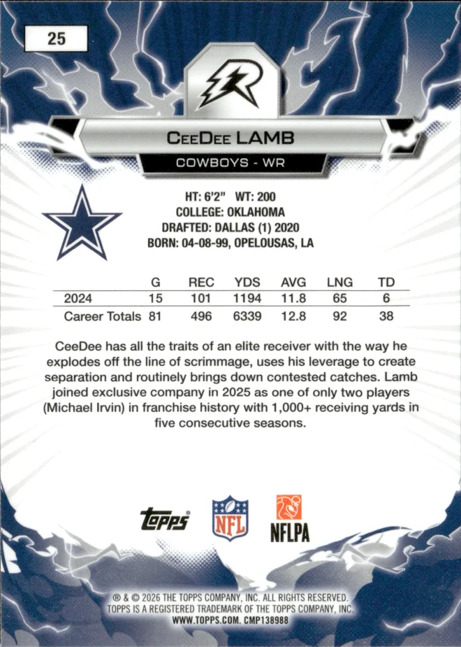 CeeDee Lamb card back