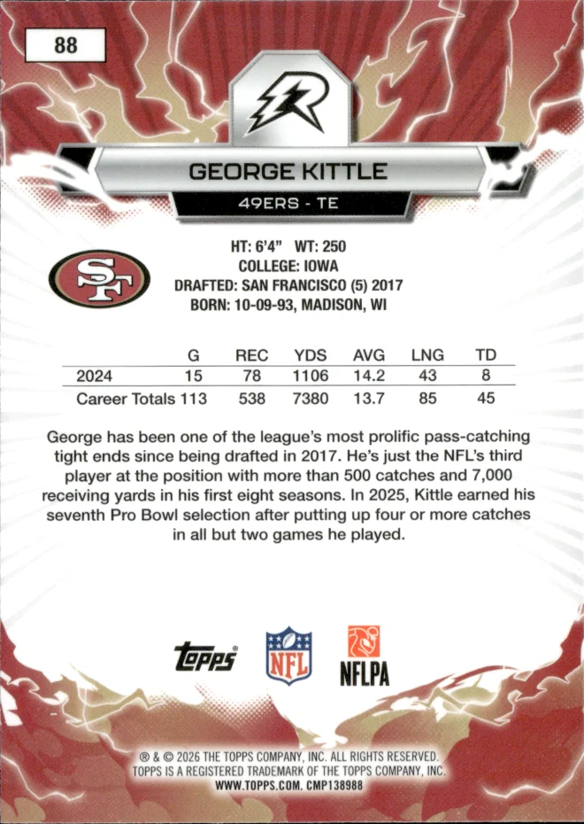 George Kittle card back