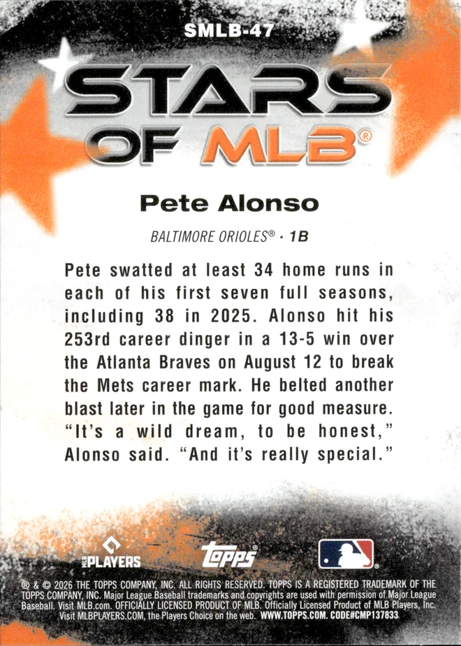 Pete Alonso card back