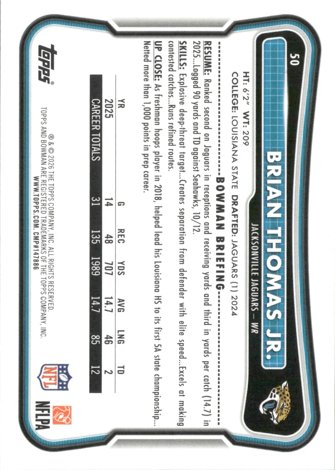 Brian Thomas Jr. card back