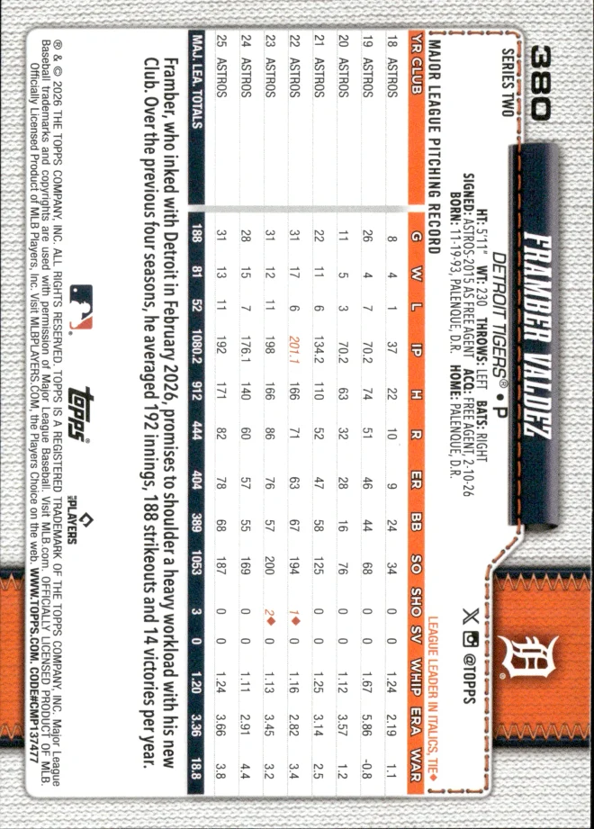 Framber Valdez card back