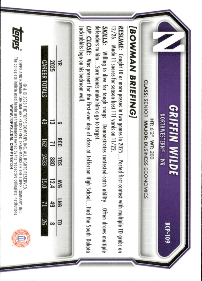 Griffin Wilde card back