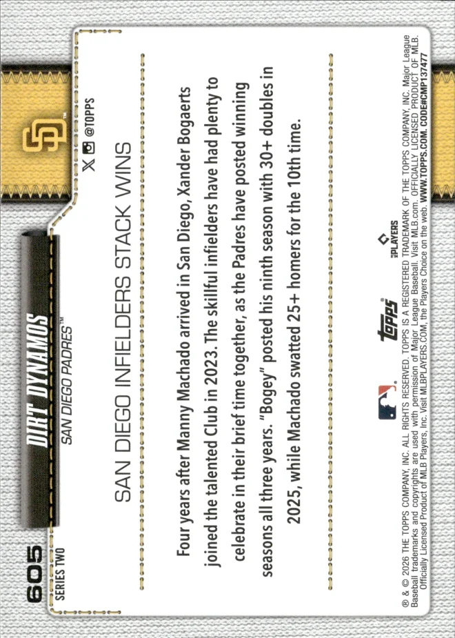 Manny Machado / Xander Bogaerts card back