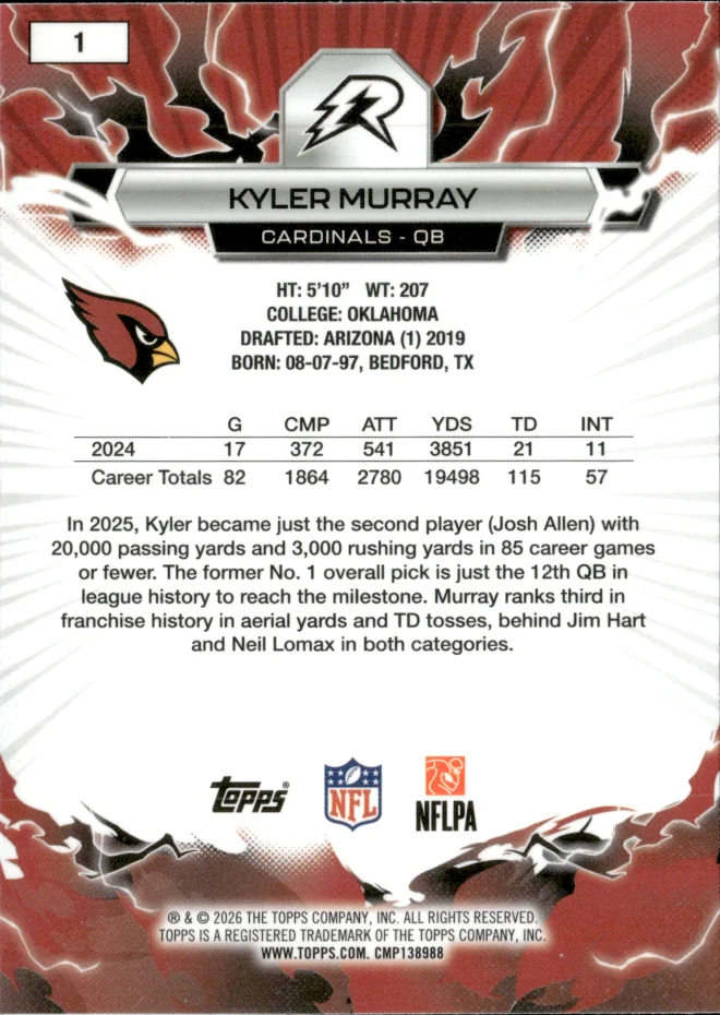 Kyler Murray card back