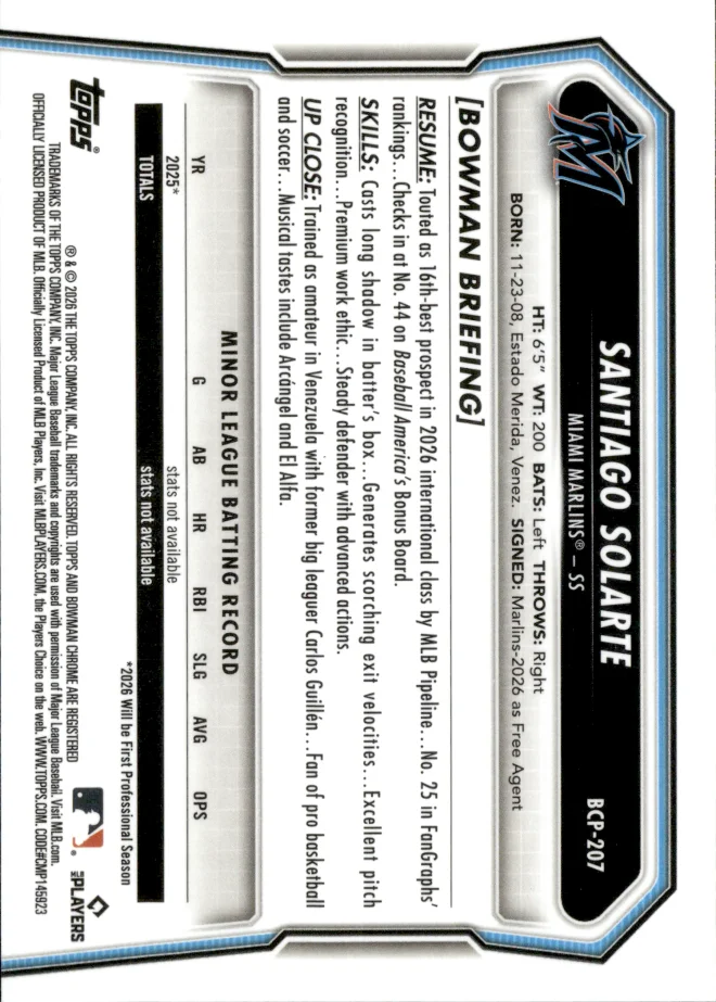 Santiago Solarte card back