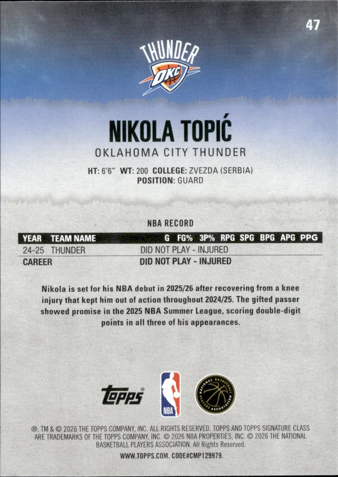 Nikola Topić card back