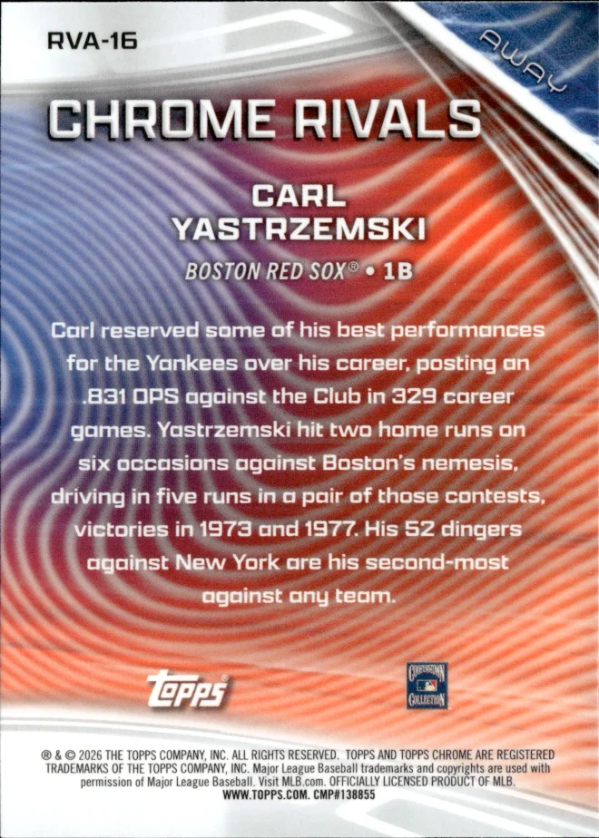 Carl Yastrzemski card back