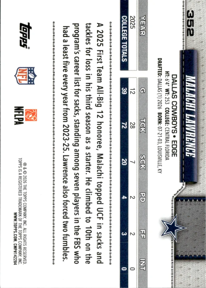 Malachi Lawrence card back