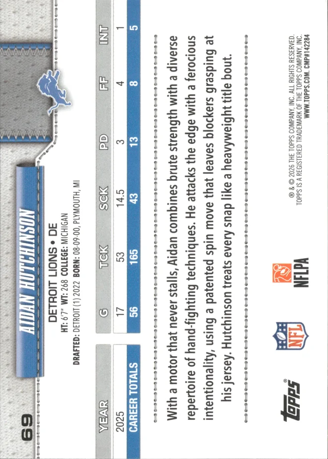 Aidan Hutchinson card back
