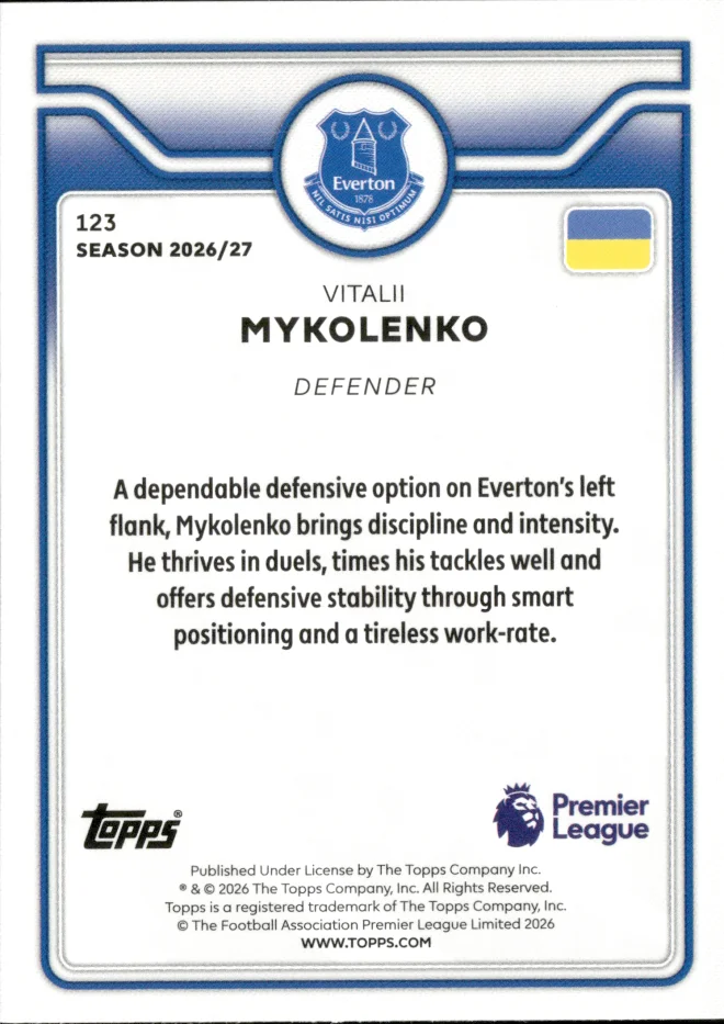 Vitalii Mykolenko card back