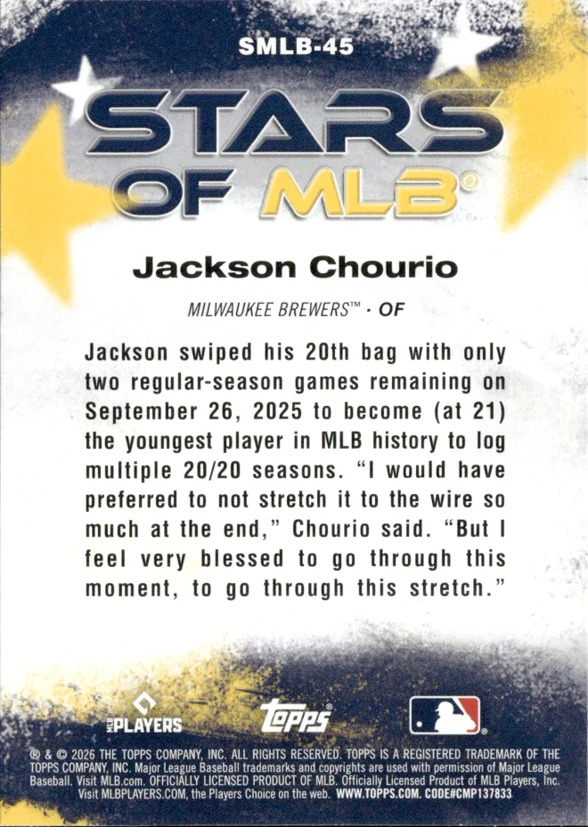 Jackson Chourio card back