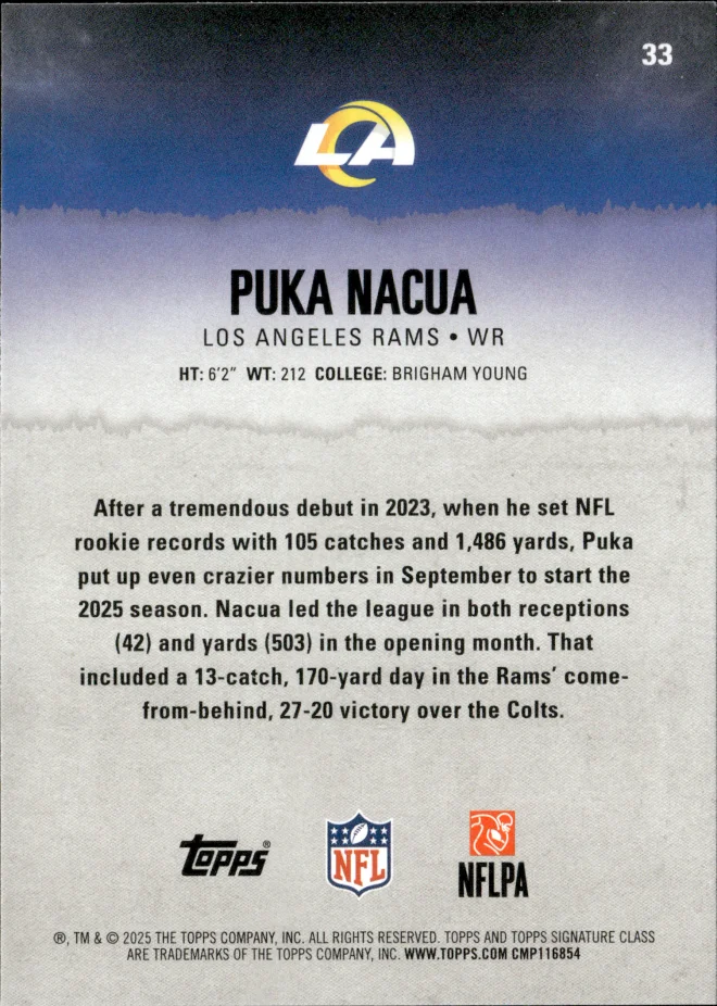 Puka Nacua card back