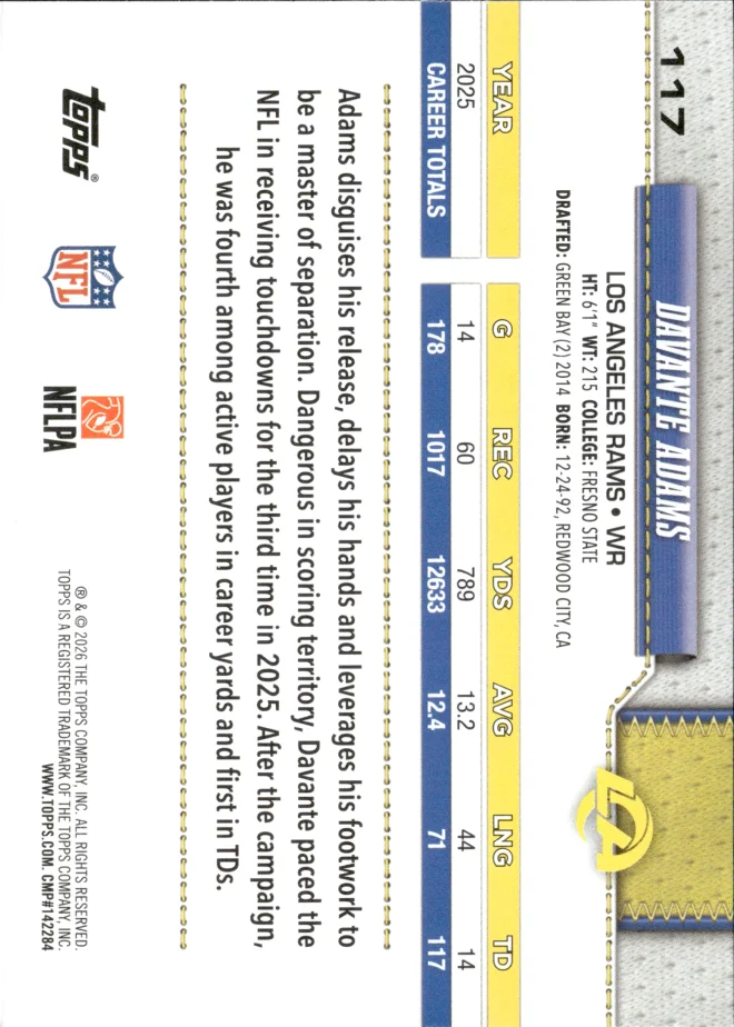Davante Adams card back