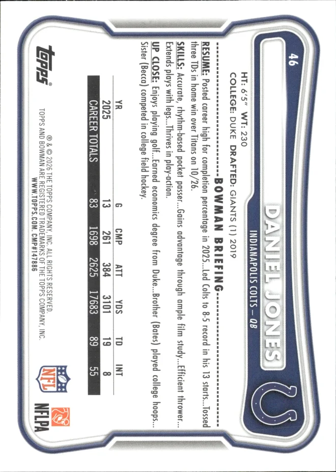 Daniel Jones card back