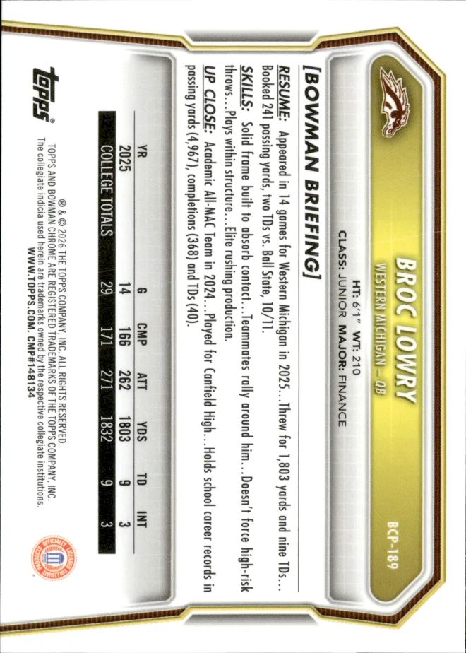 Broc Lowry card back