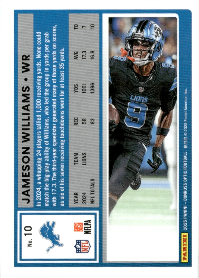 Jameson Williams card back