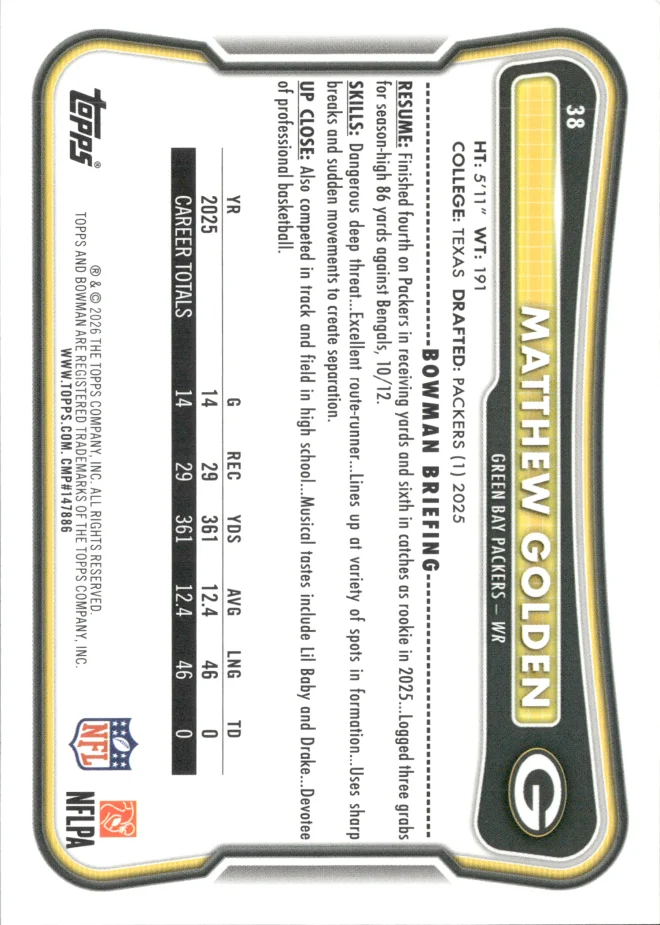Matthew Golden card back