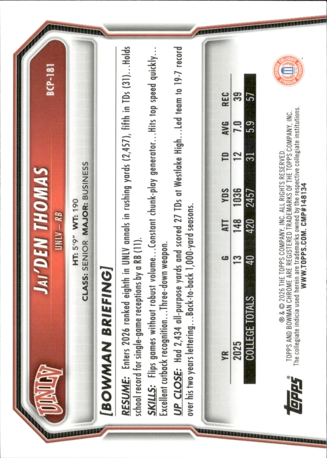 Jai'Den Thomas card back