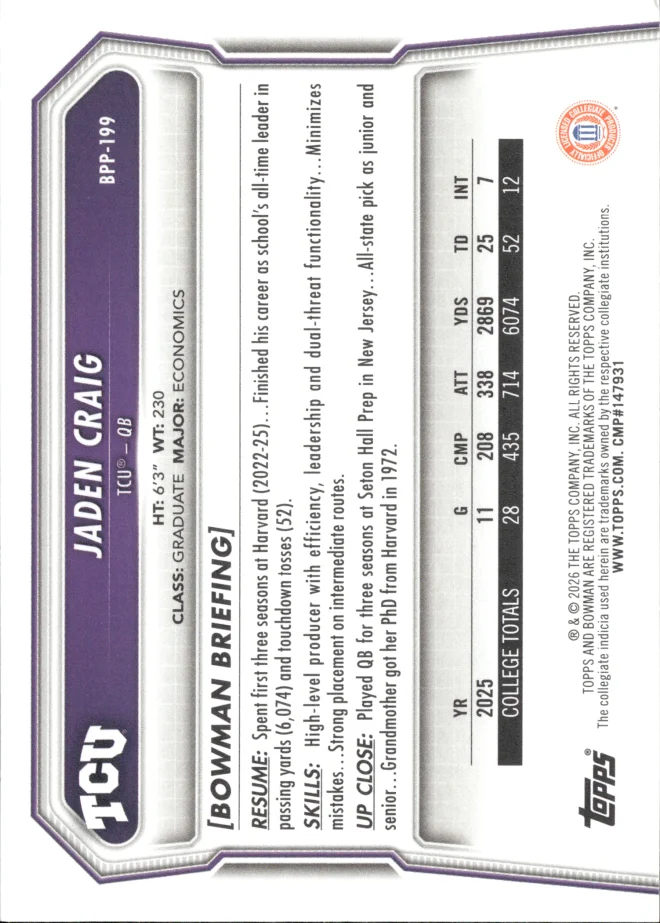 Jaden Craig card back