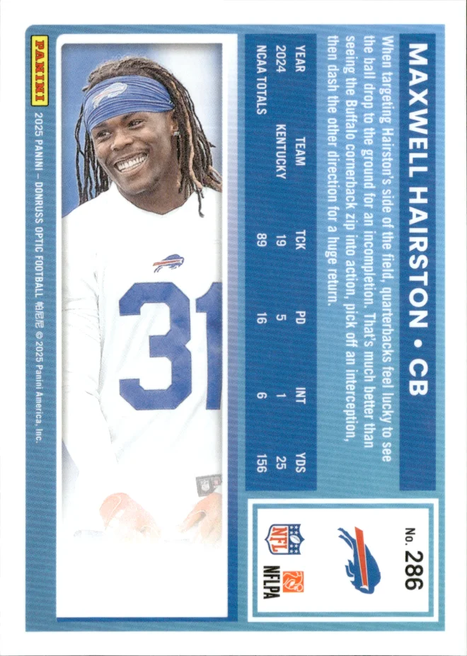Maxwell Hairston card back