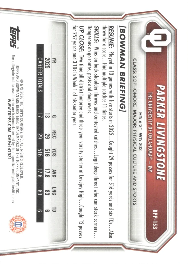 Parker Livingstone card back