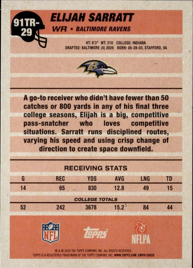 Elijah Sarratt card back