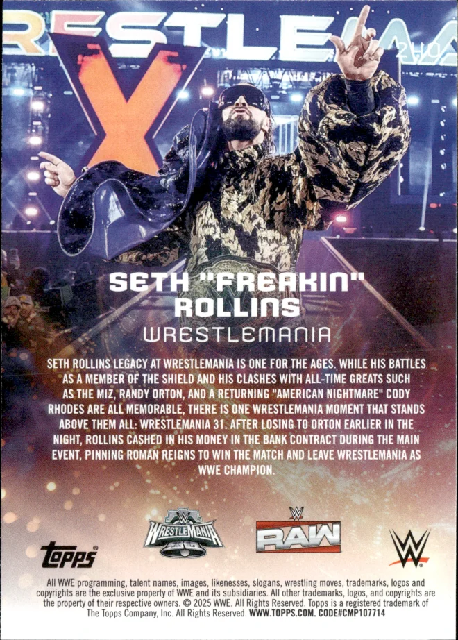 Seth "Freakin" Rollins card back