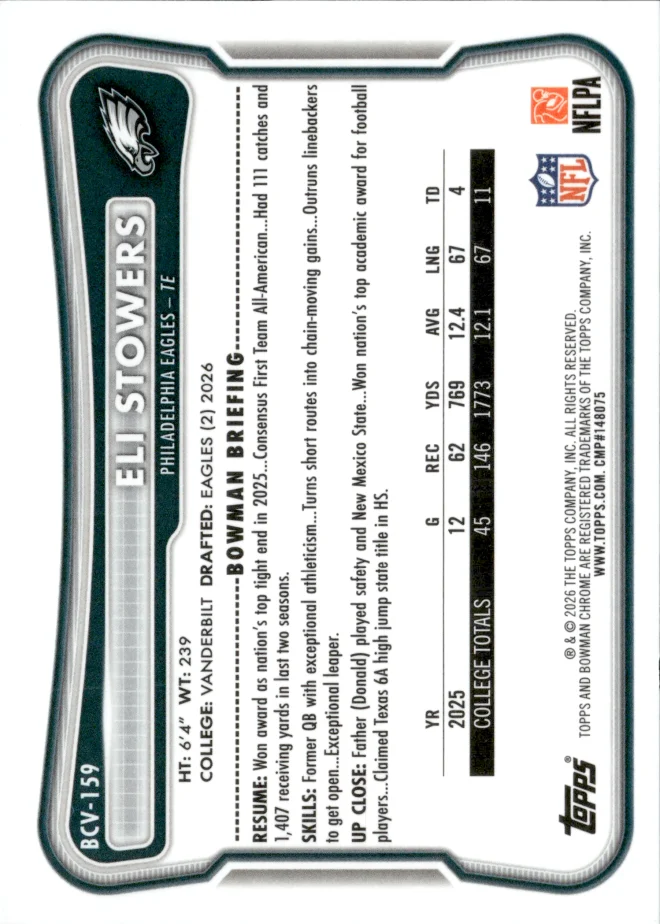 Eli Stowers card back