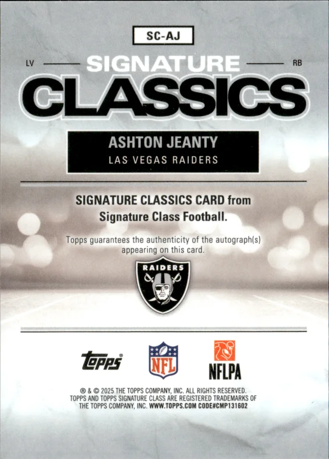 Ashton Jeanty card back