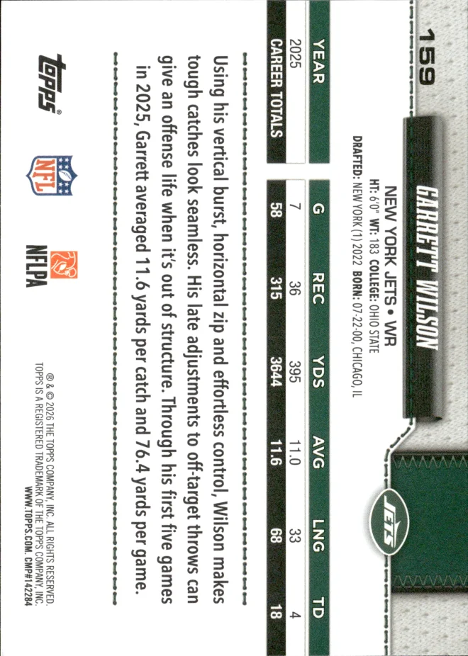 Garrett Wilson card back