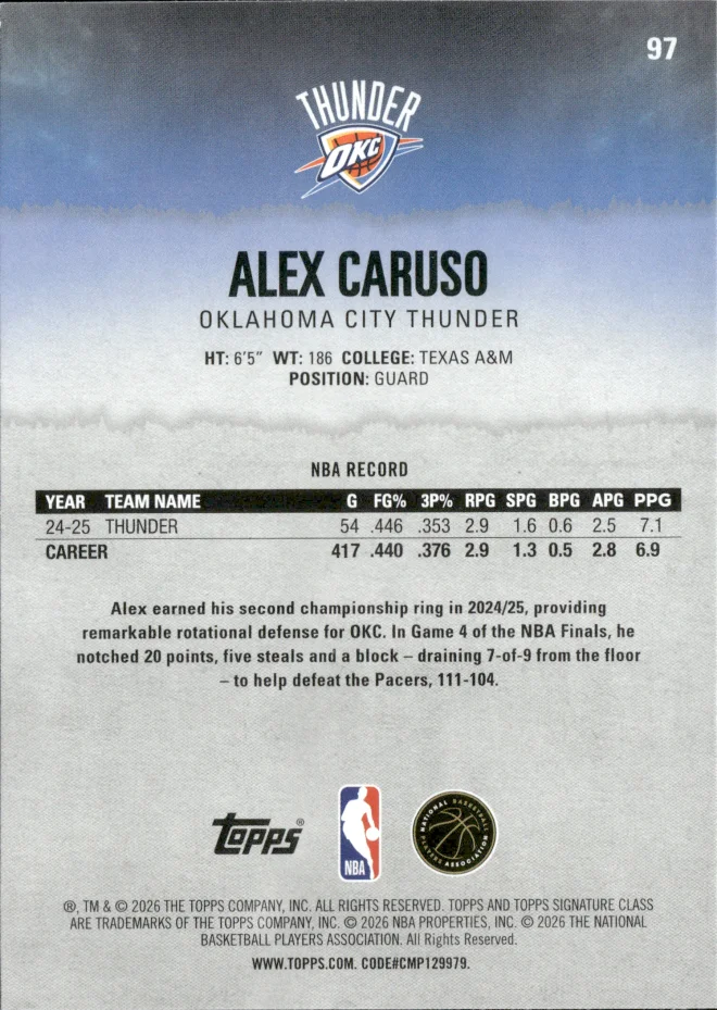 Alex Caruso card back
