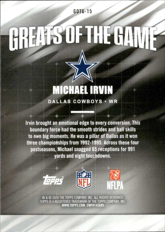 Michael Irvin card back