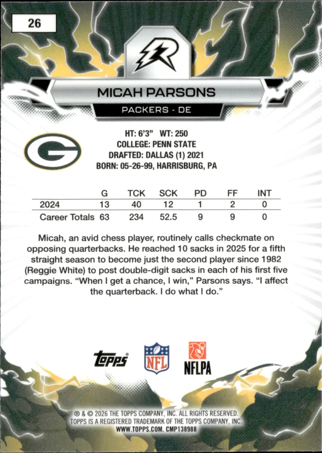 Micah Parsons card back