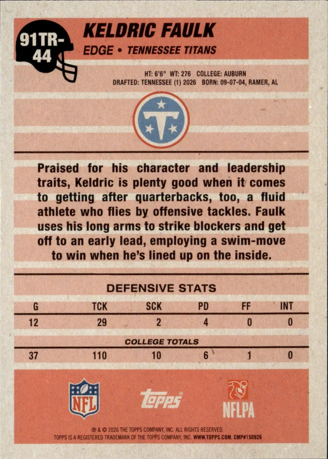 Keldric Faulk card back