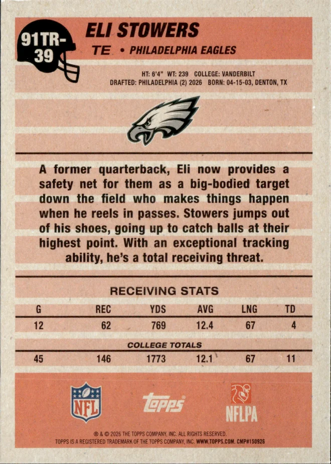 Eli Stowers card back