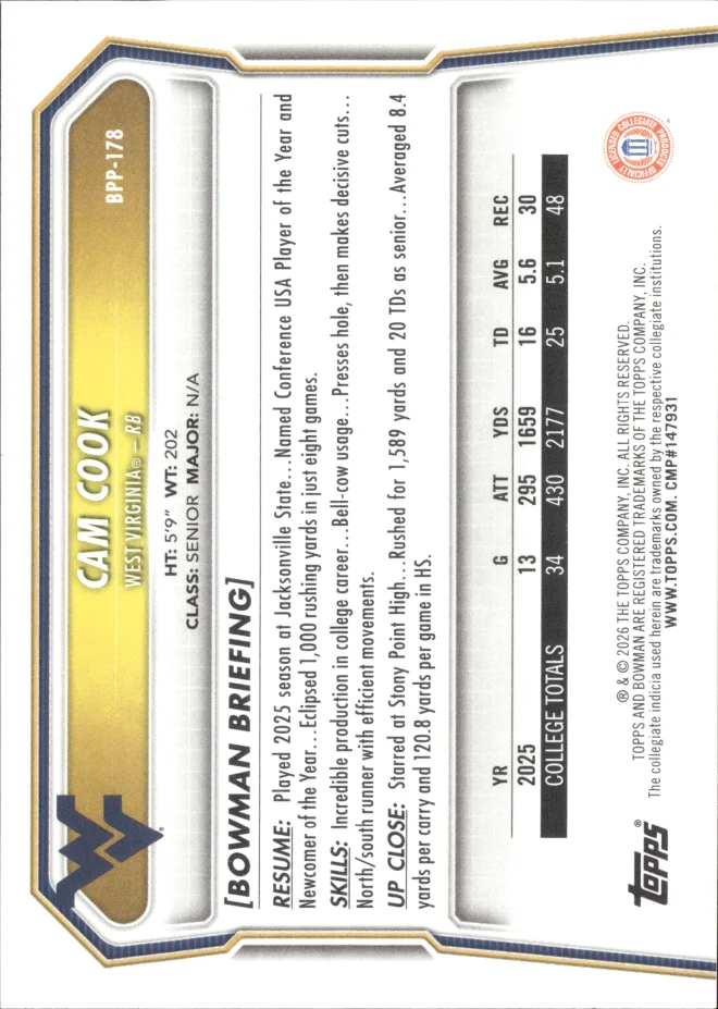 Cam Cook card back
