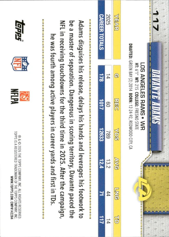 Davante Adams card back