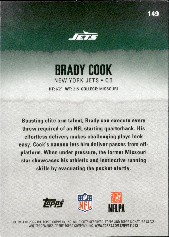 Brady Cook card back